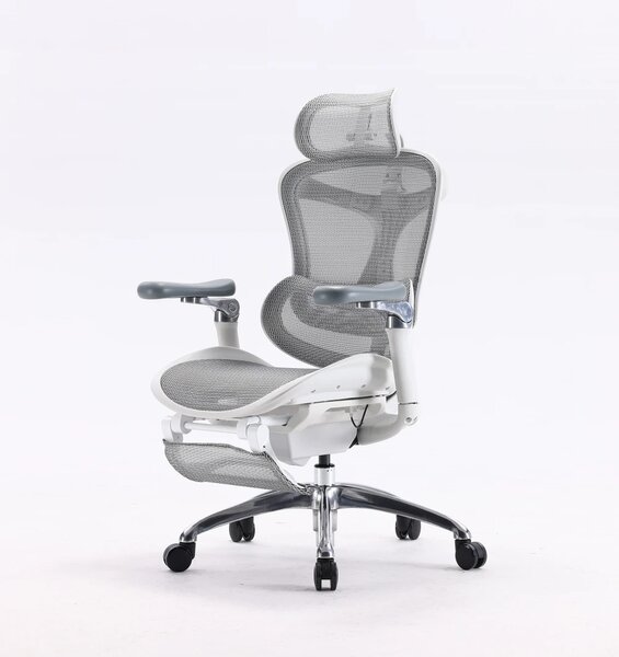 Scaun Ergonomic SIHOO C300, Suport Lombar Inteligent, Tetieră 3D, Cotiere 5D, Șezut Glisant, Spătar Reglabil pe Înălțime, Suport pentru Picioare, Mesh, Gri