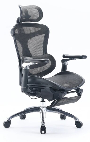 Scaun Ergonomic SIHOO C300, Suport Lombar Inteligent, Tetieră 3D, Cotiere 5D, Șezut Glisant, Spătar Reglabil pe Înălțime, Suport pentru Picioare, Mesh, Negru