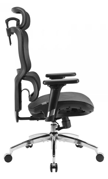 Scaun ergonomic SIHOO M56B-V2-M101, Suport Lombar Dinamic 3D, Tetieră 3D, Cotiere 3D, Înclinare 125°, Bază Metalică Cromată, Mesh, Negru