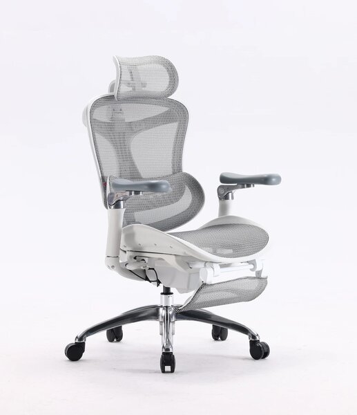 Scaun Ergonomic SIHOO C300, Suport Lombar Inteligent, Tetieră 3D, Cotiere 5D, Șezut Glisant, Spătar Reglabil pe Înălțime, Suport pentru Picioare, Mesh, Gri