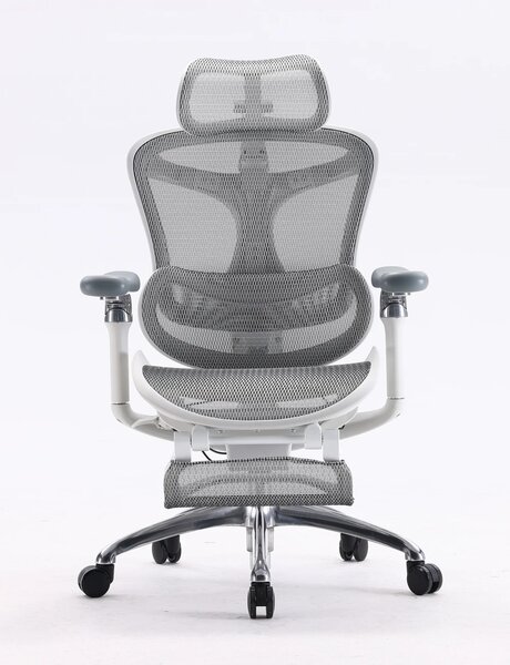 Scaun Ergonomic SIHOO C300, Suport Lombar Inteligent, Tetieră 3D, Cotiere 5D, Șezut Glisant, Spătar Reglabil pe Înălțime, Suport pentru Picioare, Mesh, Gri