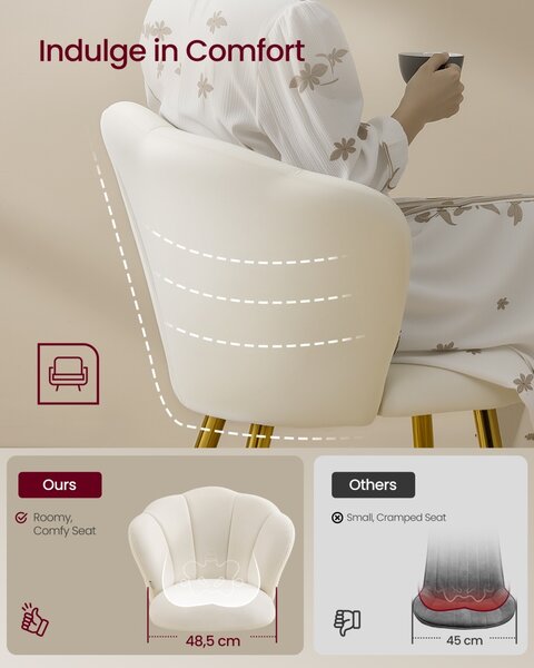Scaun dining Laela, Crem, 62.5x60x80 cm