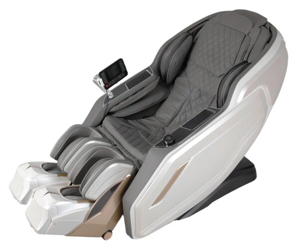 Fotoliu de Masaj Premium AURORA AI 3D SL-Track Zero Gravity, Incalzire, Tableta touch screen, Controler vocal inteligent AI, Bluetooth, Display, Zero Gravity, 2 Boxe, Alb