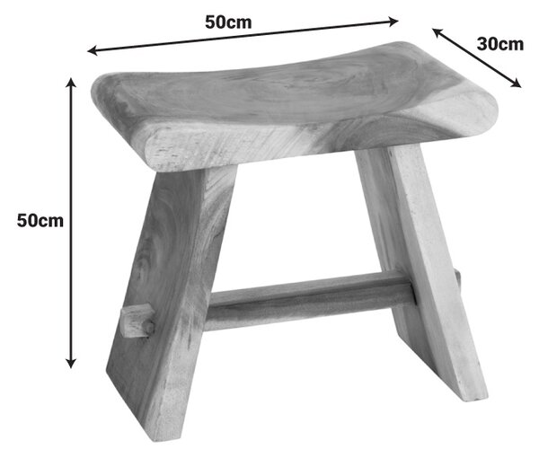 Taburet decorativ Saddle, Natural, 30x50x50 cm
