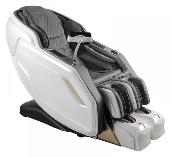 Fotoliu de Masaj Premium AURORA AI 3D SL-Track Zero Gravity, Incalzire, Tableta touch screen, Controler vocal inteligent AI, Bluetooth, Display, Zero Gravity, 2 Boxe, Alb