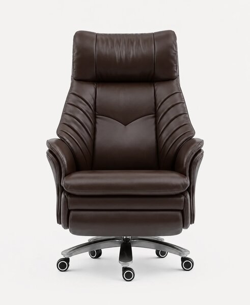 Prestige Executive AeroComfort P212 – Scaun Executiv Premium din Piele Naturală, Reclinabil Electric, Încălzire, Ventilație și Masaj Airbag, Suport pentru Picioare, 150 kg, Maro
