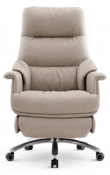 Royal Executive AeroComfort P189 – Scaun Executiv Premium din Piele Naturală, Reclinabil Electric, Încălzire, Ventilație și Masaj Airbag, Suport pentru Picioare, 150 kg, Ivory