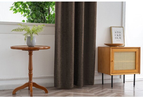 Draperie opaca LOOM VELVET 140x250 cm, maro Agatat: Inele metalice