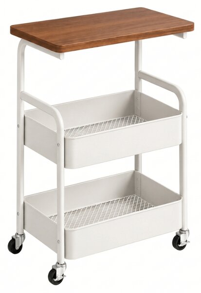 Masuta de serviciu pe roti NEXORA 77x43 cm, alb