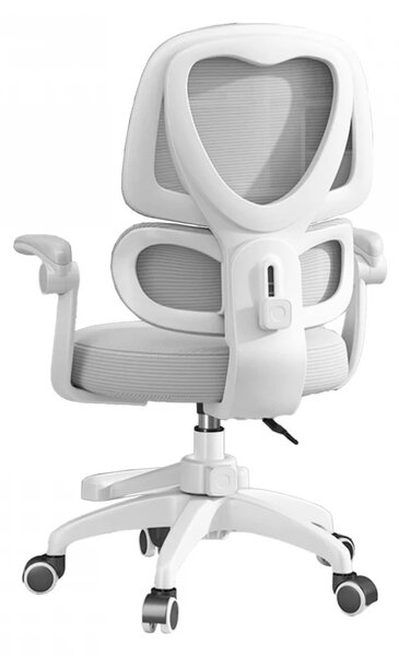 ErgoKids Flexi 608 – Scaun Ergonomic pentru Copii Reglabil, Spatar Dublu cu Suport Lombar, Cotiere Rabatabile, Suport pentru Picioare, Alb/Gri