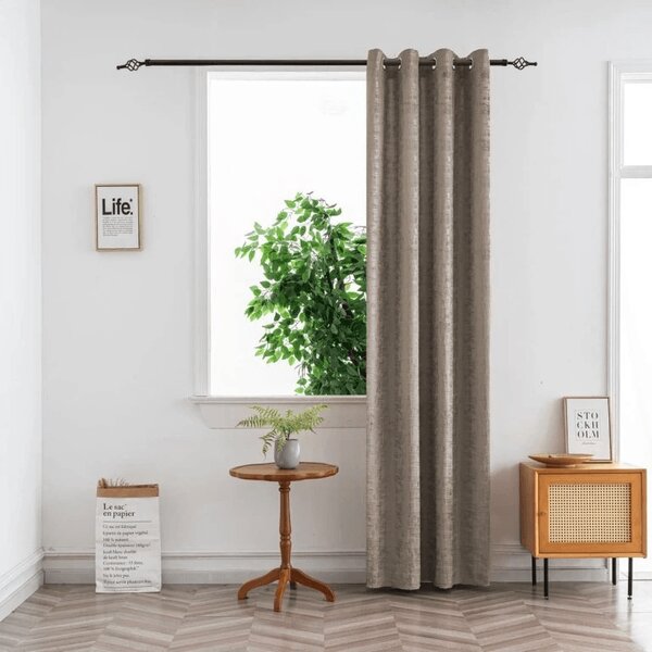 Draperie opaca LOOM VELVET 140x250 cm, bej-maro Agatat: Inele metalice