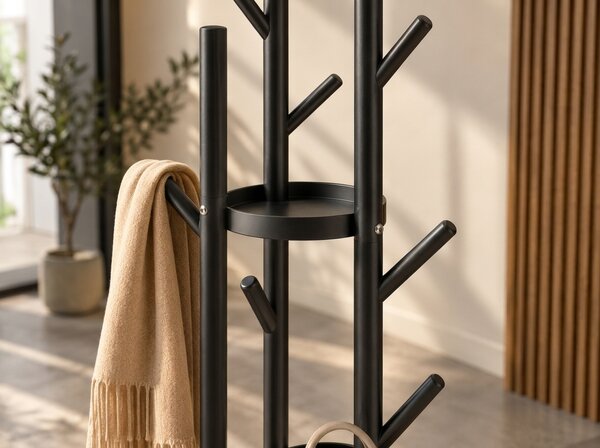Cuier de podea TREES 170 cm, negru