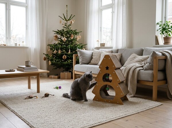 Ansamblu pentru zgariat pisici CHRISTMAS TREE 41x56 cm, maro