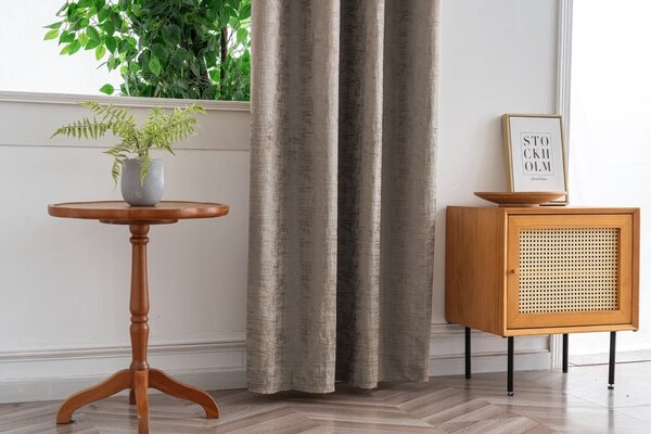 Draperie opaca LOOM VELVET 140x250 cm, bej-maro Agatat: Inele metalice