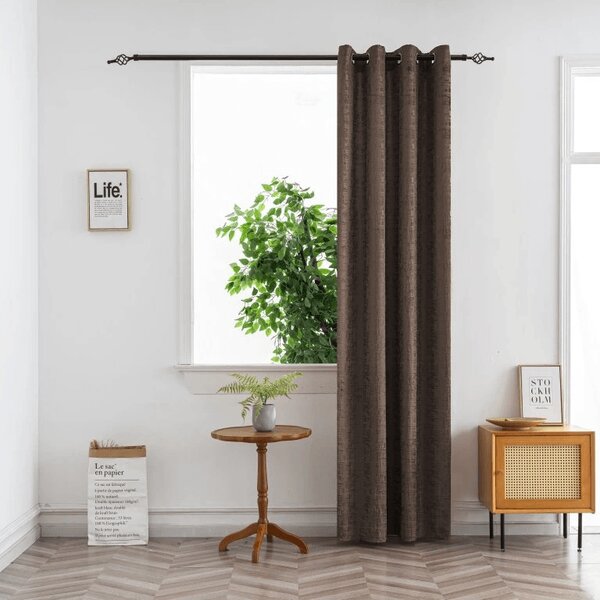 Draperie opaca LOOM VELVET 140x250 cm, maro Agatat: Inele metalice