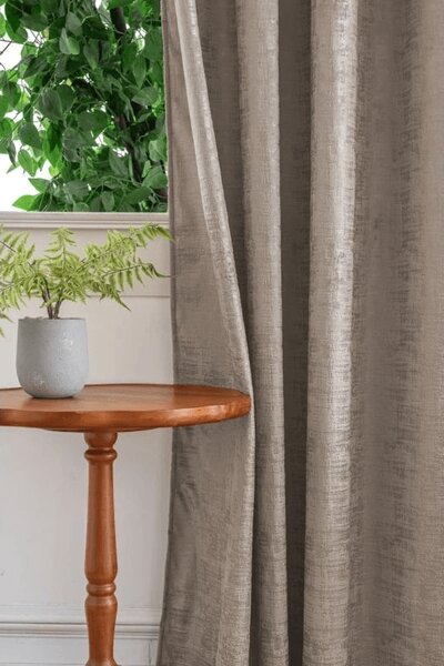 Draperie opaca LOOM VELVET 140x250 cm, bej-maro Agatat: Inele metalice