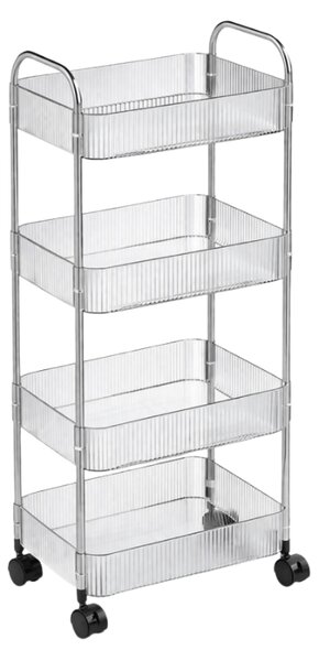 Raft pe rotile 4 polite CLARY 95x36 cm, transparent/argintiu
