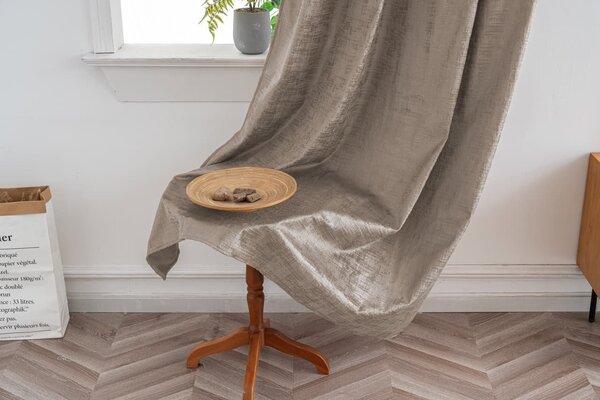 Draperie opaca LOOM VELVET 140x250 cm, bej-maro Agatat: Inele metalice