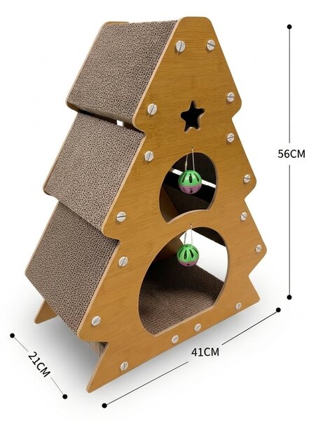 Ansamblu pentru zgariat pisici CHRISTMAS TREE 41x56 cm, maro