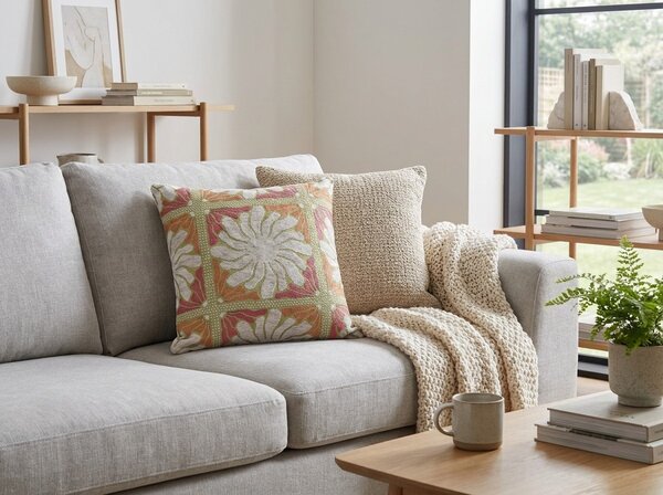 Perna decorativa LIVANI 45x45 cm, portocaliu/roz