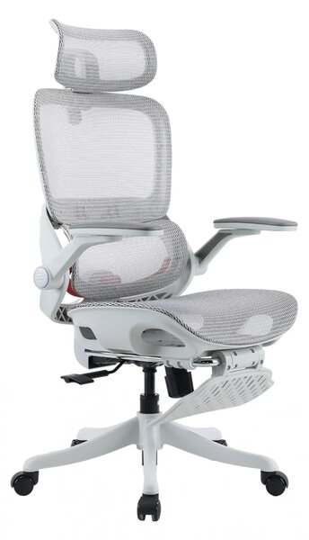 RESIGILAT- Scaun ergonomic SIHOO B100-PRO, cotiere 4D, tetiera 3D, mecanism multifunctional inclinare/blocare, suport picioare, pivotant, Mesh, Gri