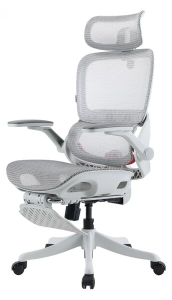 RESIGILAT- Scaun ergonomic SIHOO B100-PRO, cotiere 4D, tetiera 3D, mecanism multifunctional inclinare/blocare, suport picioare, pivotant, Mesh, Gri