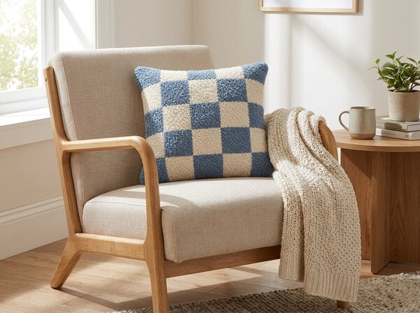 Perna decorativa ZIVALO 45x45 cm, albastra