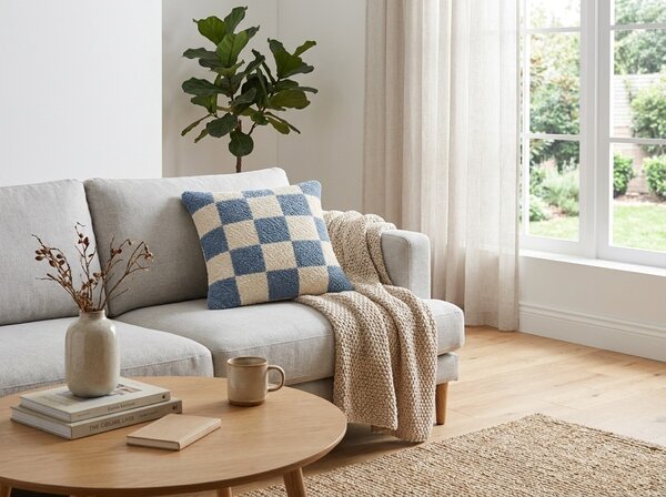 Perna decorativa ZIVALO 45x45 cm, albastra