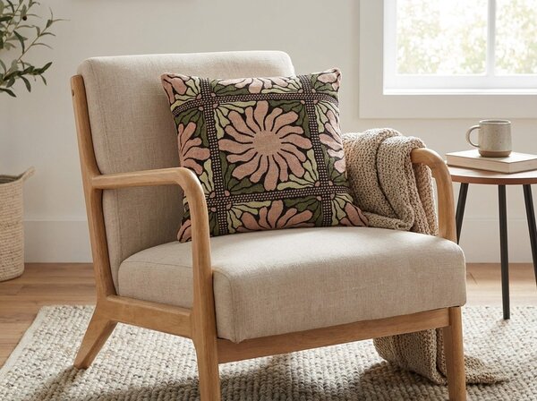 Perna decorativa LIVANI 45x45 cm, verde/galben