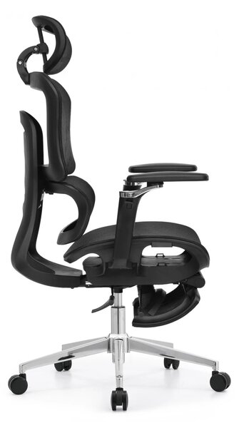 Scaun Ergonomic Premium ErgoFlex UltraMesh 5D cu Suport Lombar, Spătar Reglabil pe Înălțime, Șezut Translație, Reclinabil, Negru