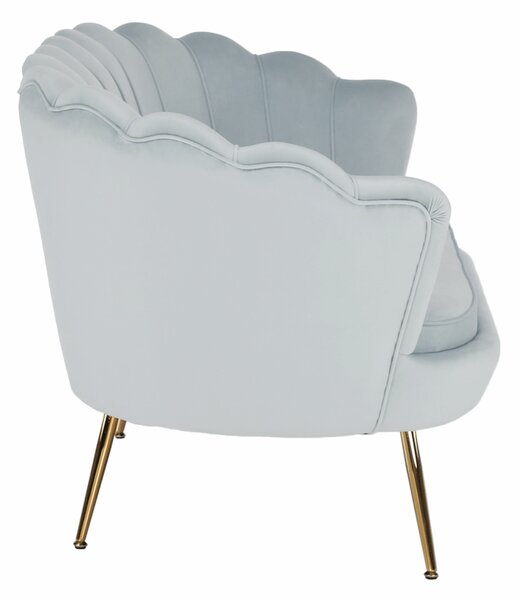 KONDELA Bancă în stil Art-deco, catifea Velvet gri-albastru/crom auriu, NOBLIN