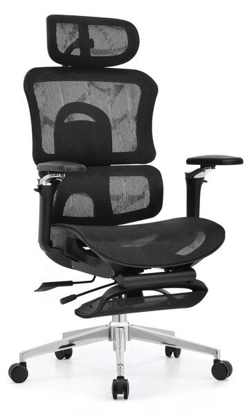 Scaun Ergonomic Premium ErgoFlex UltraMesh 5D cu Suport Lombar, Spătar Reglabil pe Înălțime, Șezut Translație, Reclinabil, Negru