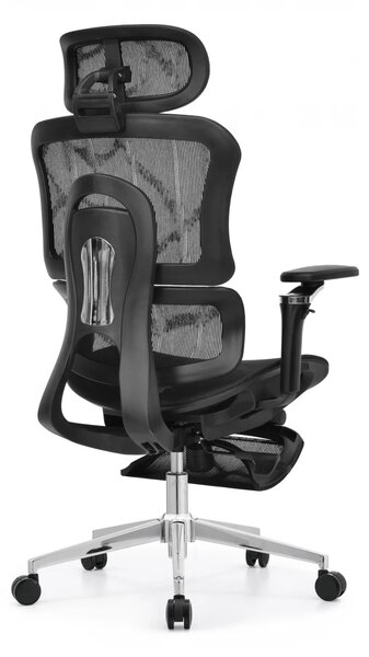 Scaun Ergonomic Premium ErgoFlex UltraMesh 5D cu Suport Lombar, Spătar Reglabil pe Înălțime, Șezut Translație, Reclinabil, Negru
