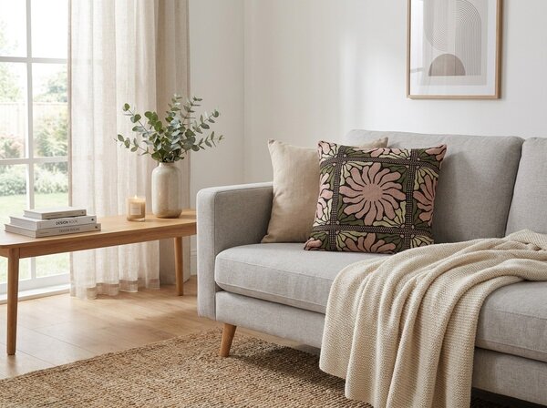 Perna decorativa LIVANI 45x45 cm, verde/galben