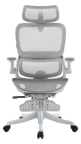 RESIGILAT- Scaun ergonomic SIHOO B100-PRO, cotiere 4D, tetiera 3D, mecanism multifunctional inclinare/blocare, suport picioare, pivotant, Mesh, Gri