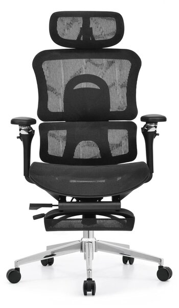 Scaun Ergonomic Premium ErgoFlex UltraMesh 5D cu Suport Lombar, Spătar Reglabil pe Înălțime, Șezut Translație, Reclinabil, Negru