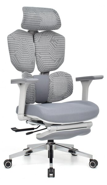 Scaun Ergonomic ProMesh X4D – Tetieră 4D, Suport Lombar Reglabil, Cotiere 4D, Sezut Translatie, Reclinare, Suport Picioare, Mesh, Gri