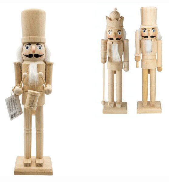 Craciunel din lemn ROYAL GUARD 38 cm, lemn natural