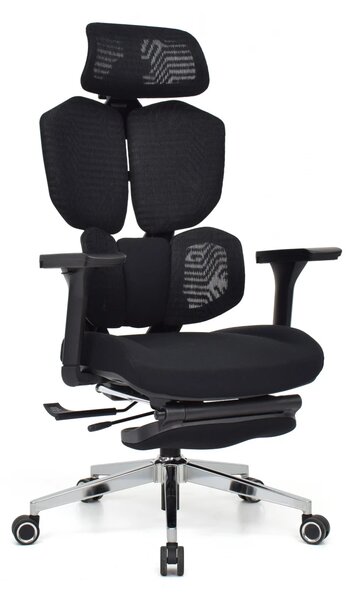 Scaun Ergonomic ProMesh X4D – Tetieră 4D, Suport Lombar Reglabil, Cotiere 4D, Sezut Translatie, Reclinare, Suport Picioare, Mesh, Negru