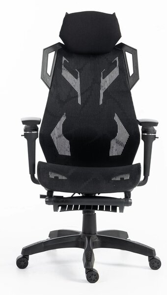 ERGON PRO Scaun ergonomic, cotiere 6D, Suport lombar ajustabil, suport picioare, Mesh, Negru