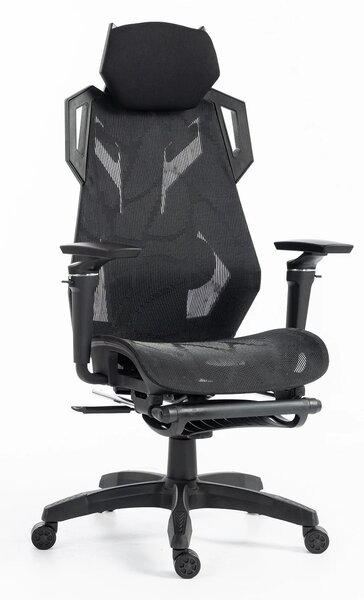 ERGON PRO Scaun ergonomic, cotiere 6D, Suport lombar ajustabil, suport picioare, Mesh, Negru