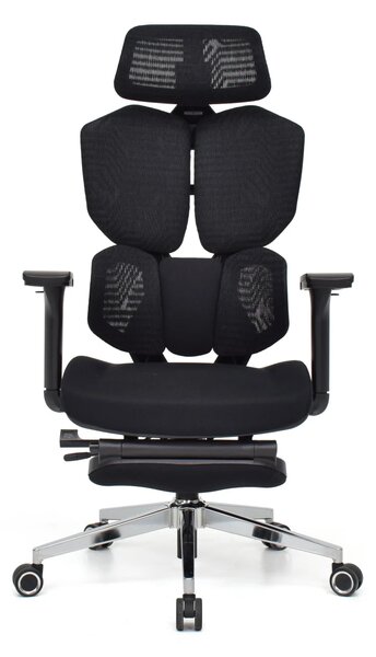Scaun Ergonomic ProMesh X4D – Tetieră 4D, Suport Lombar Reglabil, Cotiere 4D, Sezut Translatie, Reclinare, Suport Picioare, Mesh, Negru