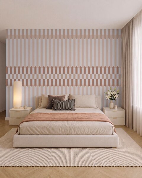 Tapet Model cu dungi în nuanțe de roz deschis, Fototapet Geometrie, w05150v1 : Uwalls.ro