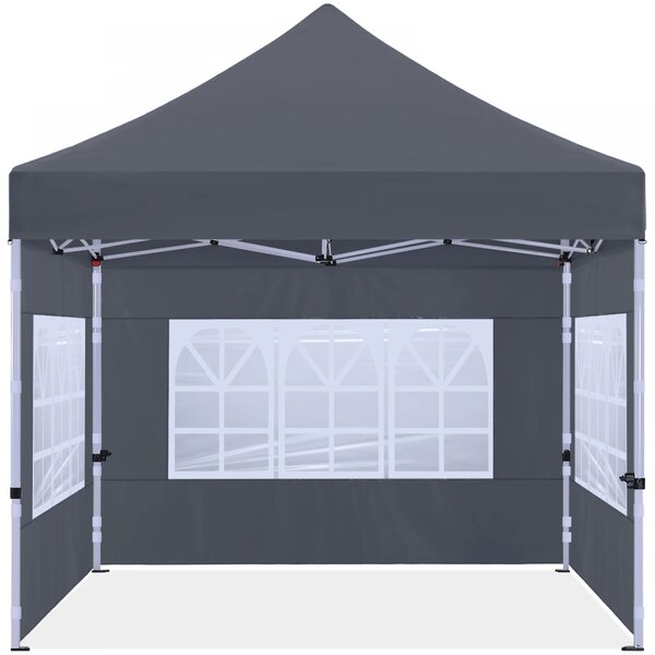 ABCCANOPY – Cort pliabil 3x3 m, înălțime reglabilă 3 trepte, pereți cu ferestre transparente, impermeabil, protecție împotriva zăpezii și ploii, Gri