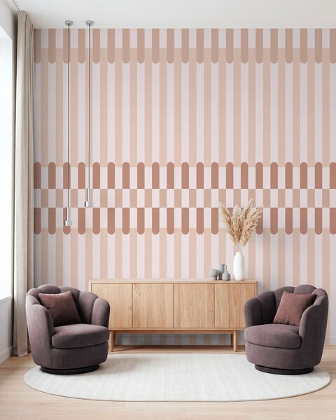 Tapet Model cu dungi în nuanțe de roz deschis, Fototapet Geometrie, w05150v1 : Uwalls.ro