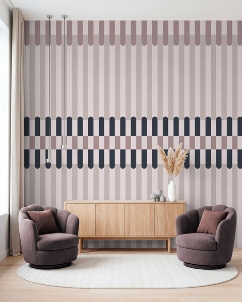 Tapet Model în dungi în nuanțe de crem și albastru închis, Fototapet Geometrie, w05150v2 : Uwalls.ro