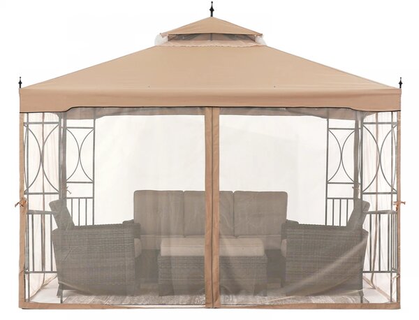 ABCCANOPY Foișor de gradina 3.05x3.05 m - Foișor exterior cu cadru din oțel și plasă de țânțari pentru gazon, curte, grădină, terasă, Kaki
