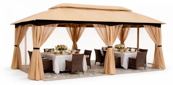 ABCCANOPY Foișor de gradina 305x610 cm, cadru din oțel și plasă de țânțari pentru gazon, curte, grădină, terasă, Kaki