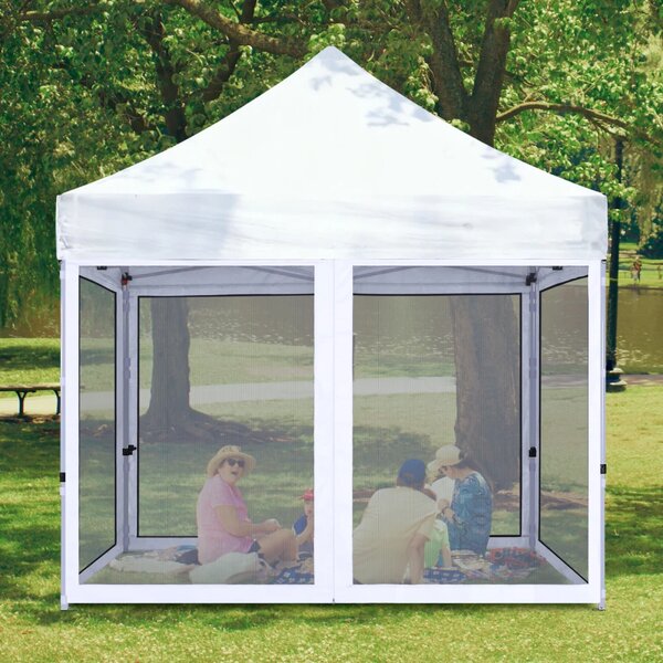 ABCCANOPY – Cort pavilion pliabil 3x3 m, cu pereți Mesh anti-insecte, înălțime reglabilă (3 trepte), impermeabil, protecție UV, Alb
