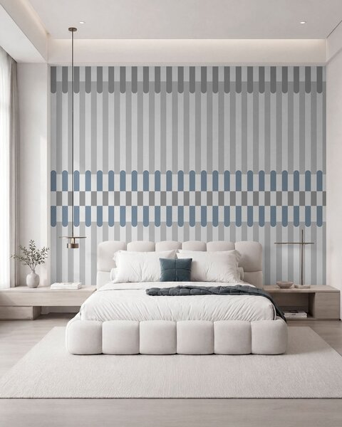 Tapet Model în dungi în nuanțe de gri și albastru, Fototapet Geometrie, w05150v6 : Uwalls.ro